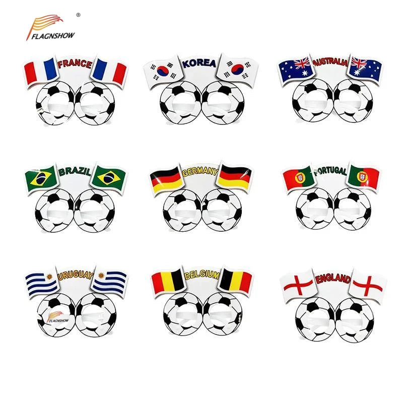 2026 Football Game National Flag Design Glasses Decorative Plastic Glasses for Soccer Fan Cheering