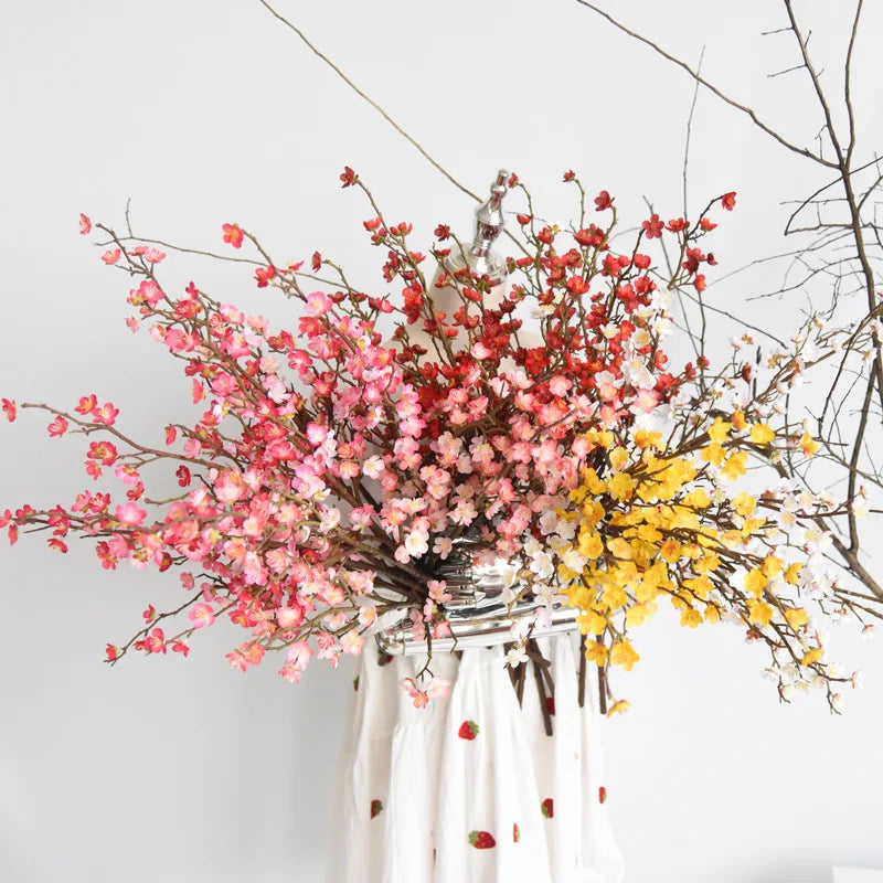 O-X0100 Hot Sale Supplier Artificial Flowers Bouquet Silk Handmade Flower Branches Artificial Pant Plum Blossom Sakura Plum