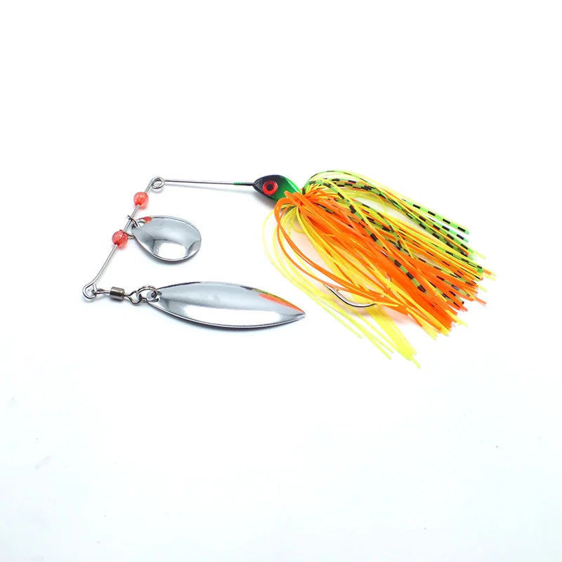 8pcs/lot 14grams Rubber Skirted Jig Fishing Lure Hotsale 1/2oz Spinner Baits Artificial Spinner Bait