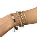 Custom Valentine Jewelry Set Copper Alloy Chain Bangle Clear Cubic Zircon Inlaid Gold Plated Tarnish Free Bracelet Set for Women