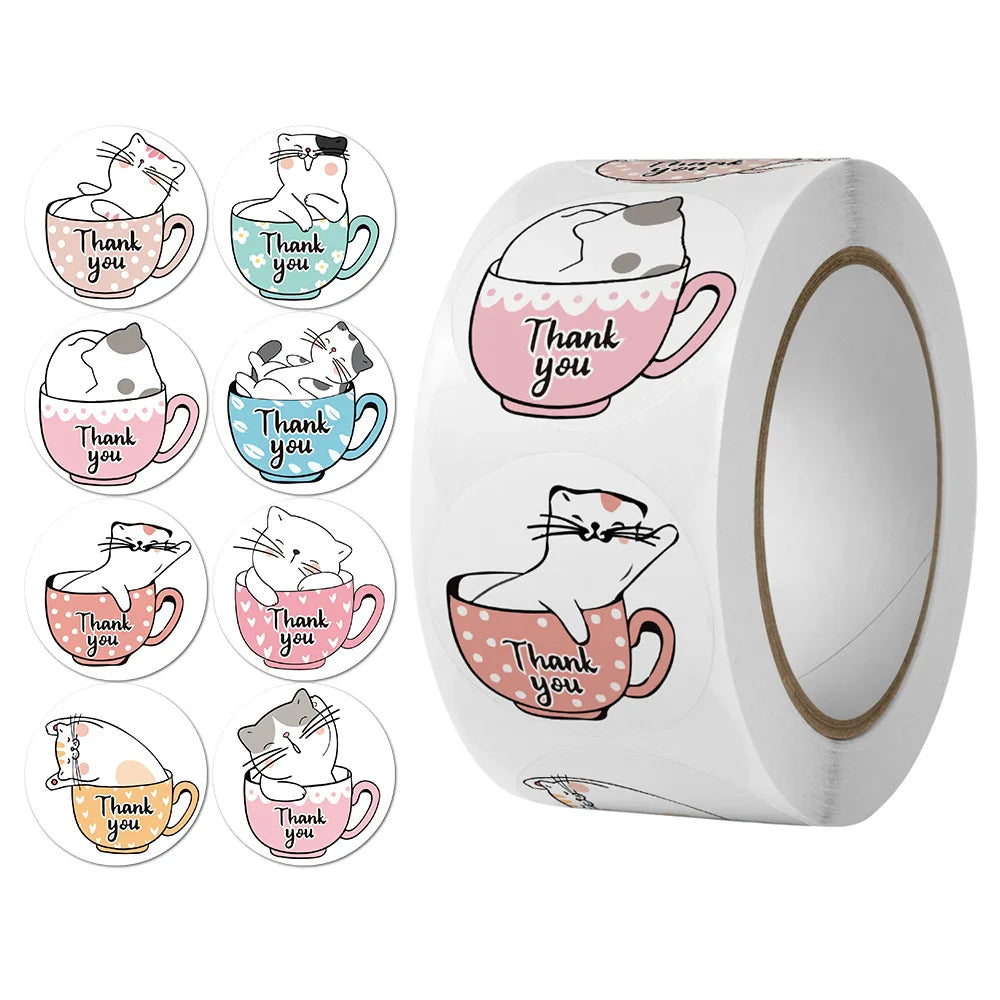 Wholesale Synthetic Thank You Sticker Paper Custom Printing Inspirational Food Grade Label Sticker