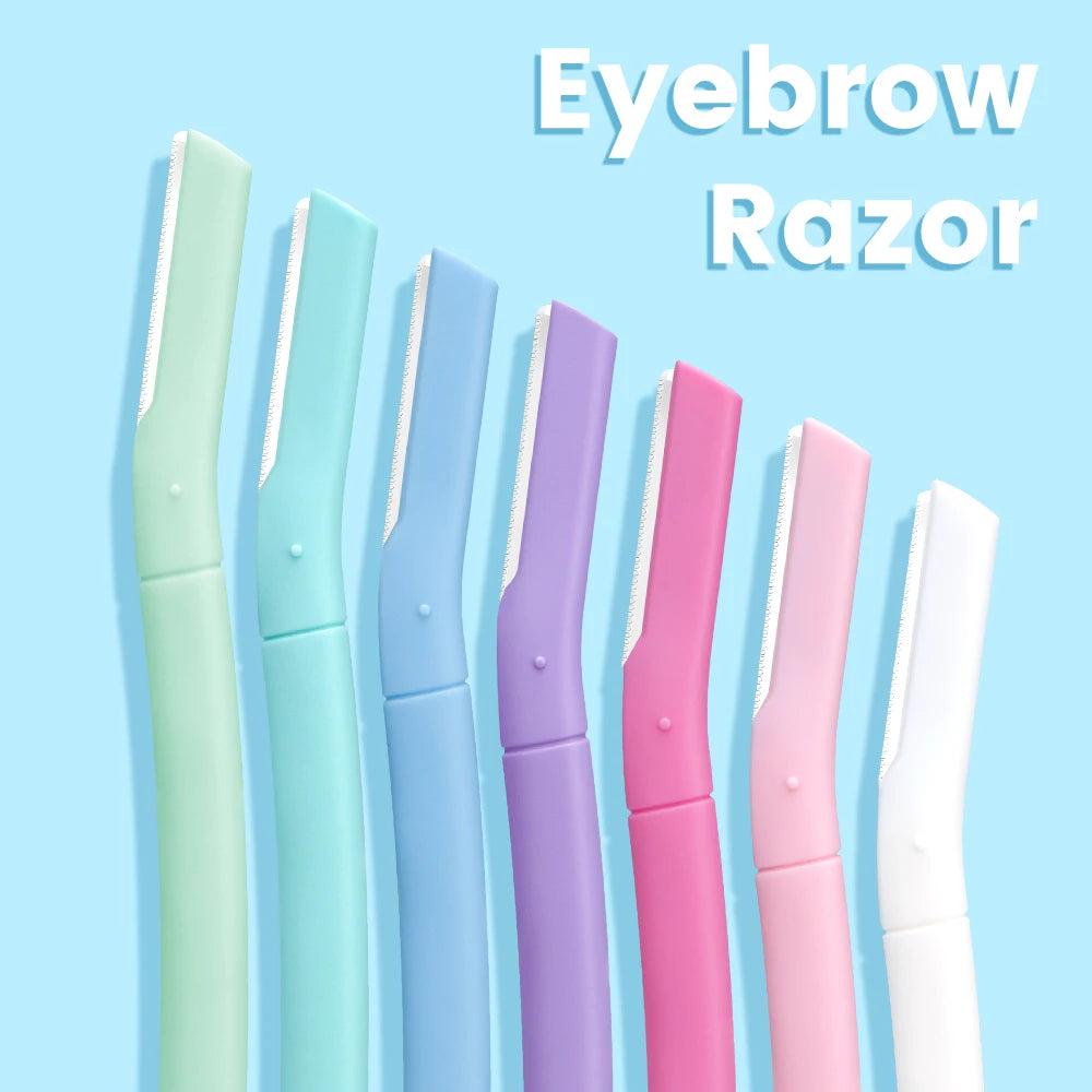 Women Dermaplaning Tool Eyebrow Razor Stainless Steel Blade ABS Plastic Handle Squared Head for Precise Shaping