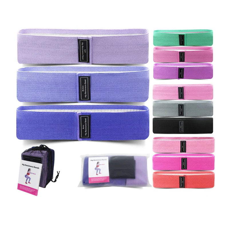 Custom Logo Gym Home Fitness Workout Non-slip Fabric Circle Booty Sport Elastic 3Pcs Hip Loop Resistance Band Sets for Women