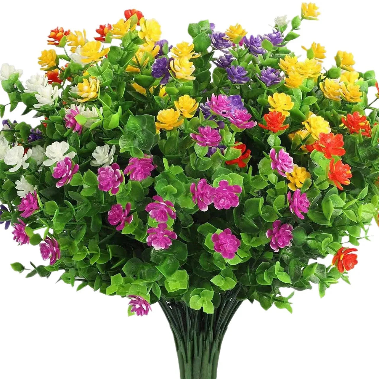 Uv Resistant Faux Eucalyptus Lotus Flowers & Greenery Shrubs Indoor/outdoor Home Garden Decor for Parties