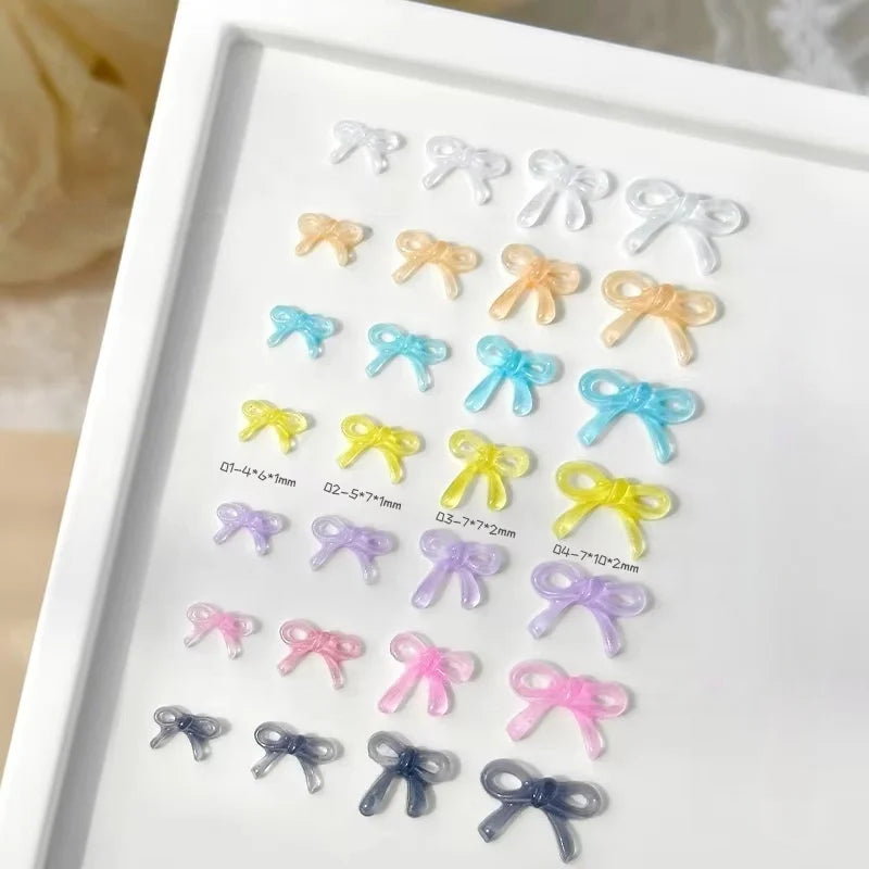 Paso Sico 2025 Summer 3D Mixed Color DIY Nail Rhinestones Small Accessories Ice Transparent Jelly Bowknot Resin Nail Decoration