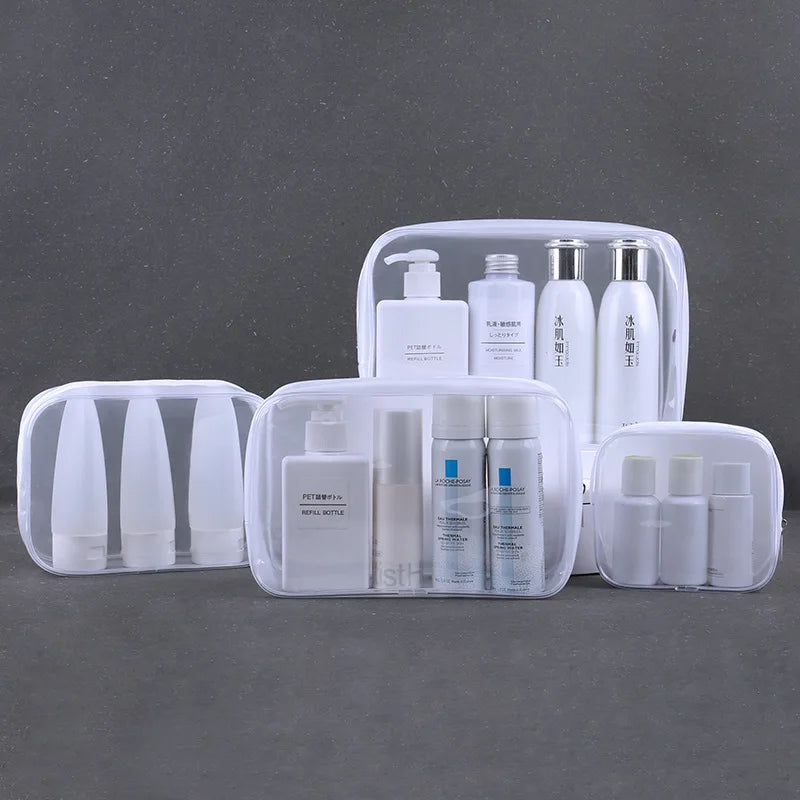 Hot Sale Cosmetic PVC Clear Waterproof White Bags Zipper Transparent Plastic Travel Gift Wash Makeup Bag