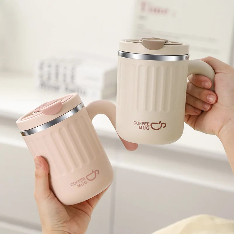 Large 480ML 304 Stainless Steel Mug Modern Design Office & Party Tumbler Cute Girls' Coffee Cup & Water Drinking Cup Gift