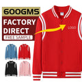 Pure Cotton Eco-friendly Soft Fabric Men's Sport Jackets With Fleece Inner Students Baseball Sweatshirts