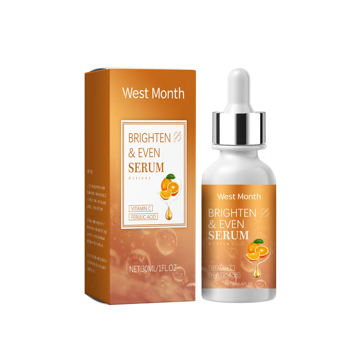 West Month Vitamin C Brightening Facial Serum Nourishes and Moisturizes Skin to Improve Dark and clear Facial Skin 30ml MegaBDM