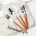 Joy Tableware Wood Stainless Steel Cookware Set Rustic Cutlery Set