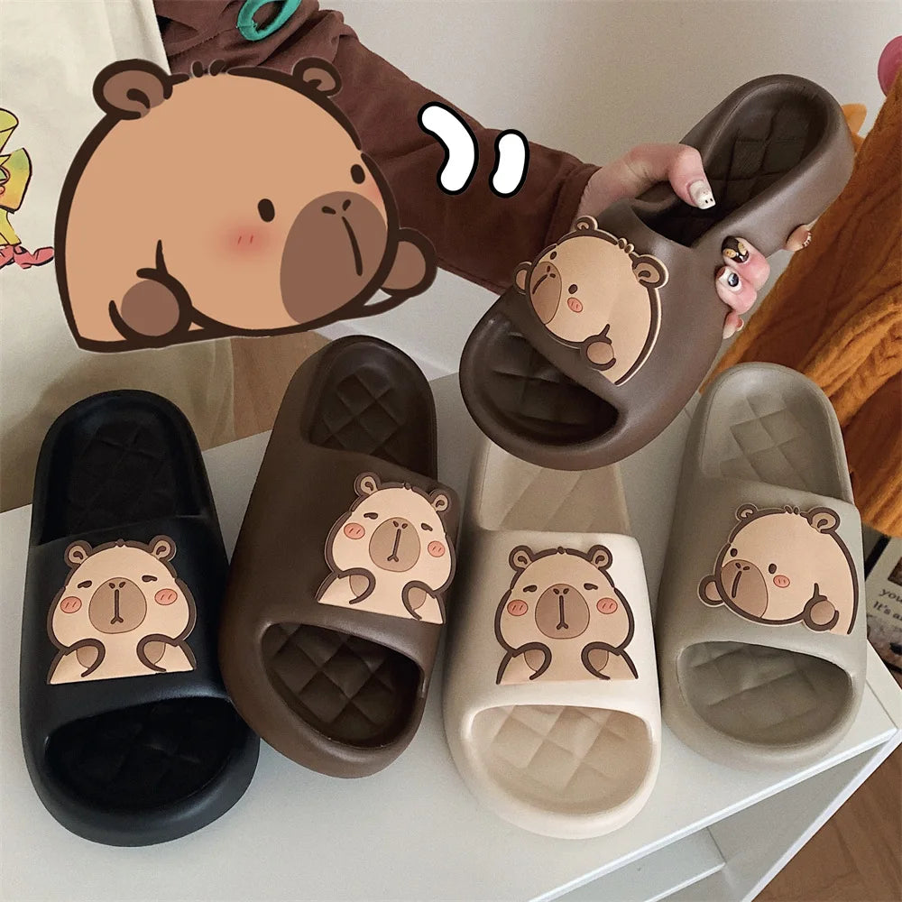 XIXITIAO 2024 Living Room Women Summer slippers Capybara Ladies New Eva slippers From China Home Bath Soft slippers for Women