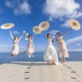 High Quality Handheld Chinese Parasol Plain White Wedding Oil Paper Wood Umbrella Straight Sun Paper High Visibility for