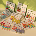 New Term Creative 4pairs/set Rainbow Ball Pencil Plastic Dangle Earrings Cute Funny Colorful Acrylic Earrings Set for Girls
