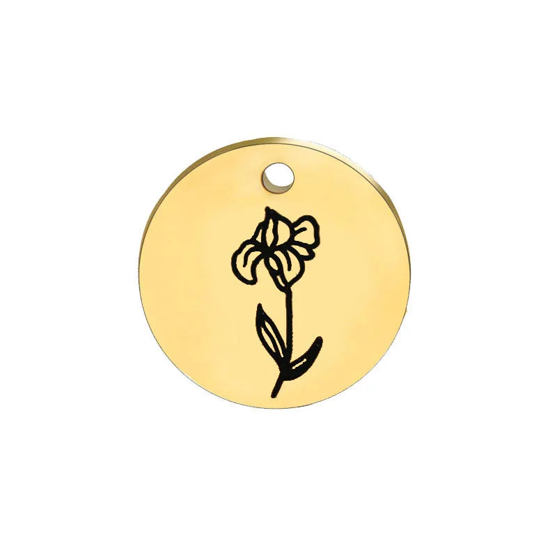 Customized Tiny Stainless Steel Jewelry Necklace Earrings Accessories Diy Birth Month Flower Charms