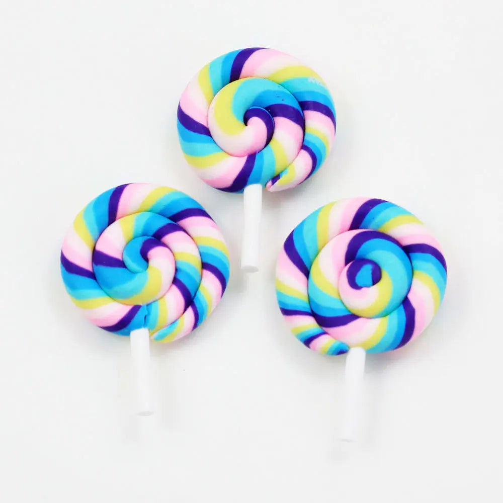 Swirl Color Polymer Clay Marshmallow 3D Simulation Lollipop Candy Beads for Earring Making Pendant Accessory
