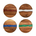 New Arrival Ocean Blue Acacia Wood Resin Cutting Board Round Epoxy Wood Chopping Blocks for Home Kitchen Use