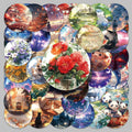 50PCS Factory Hot Furniture Stickers Romantic Custom Self-adhesive UV Printed Glass World Stickers