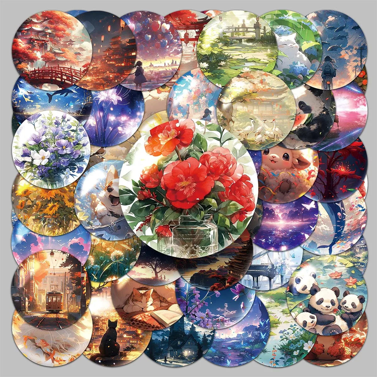 50PCS Factory Hot Furniture Stickers Romantic Custom Self-adhesive UV Printed Glass World Stickers