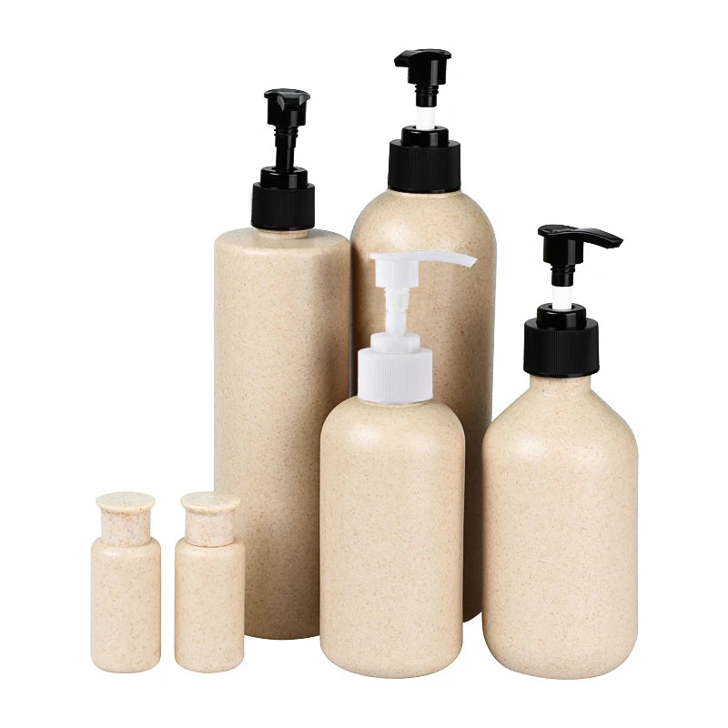 Empty Biodegradable 30ml 300ml 500ml Biodegradable PET Wheat Straw Plastic Shampoo Lotion Bottle with Pump Dispenser