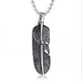 Retro Antique Silver Plated Peace Pigeon Bird Feather Chain Necklace Stainless Steel Feather Pendant for Men Jewelry