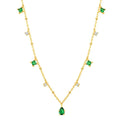Bohemia Style Emerald Green Cz Stone Choker Charm Necklace Gold Plated Gorgeous Women Fashion Jewelry