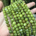 Hot Sale Natural Stone Loose Beads Green Southern Jade Loose Beads Natural Round Stone Beads for Womens Mens Jewelry Making