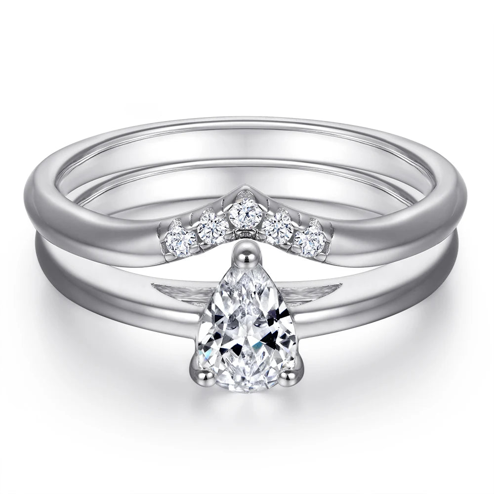 Anti Tarnish OEM ODM Bulk Order Minimalist Jewelry Wholesaler 925 Sterling Silver Pear Cut Rhodium Plated Cubic Zirconia Ring