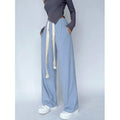 Wholesale Women Pants With Long Drawstring Soft Cotton Breathable Ladies Loose Casual Wide Leg Pants Women