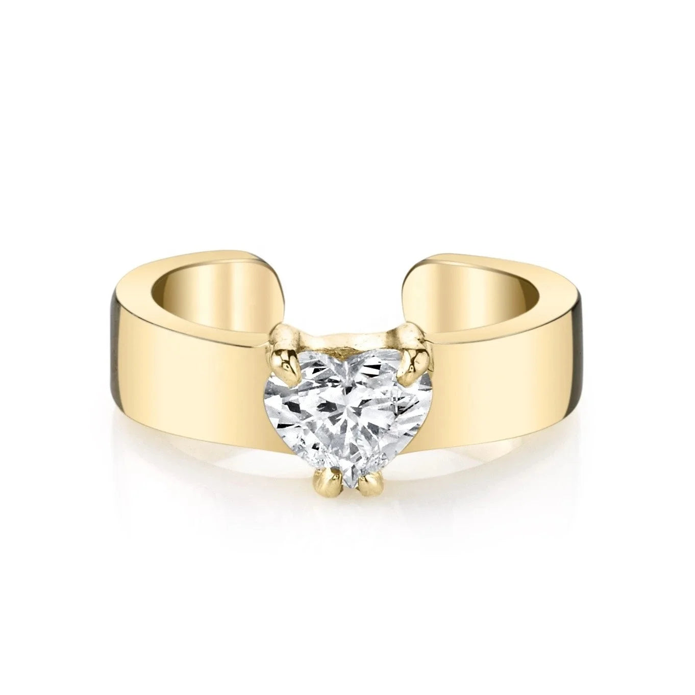 LOZRUNVE Dubai 24k Gold Jewelry Hip Hop Fashion Heart Shape Diamond CZ Love Ear Cuff Earring for Women