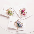 Women's New Alloy Butterfly Design Brooch Pearl Pendant Rhinestone Crystal Diamond for Wedding Engagement Party Gift for Girls