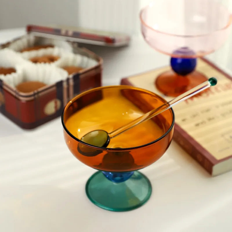 2023 High-temperature Colored Glass Dessert Cup Ice Cream Bowl