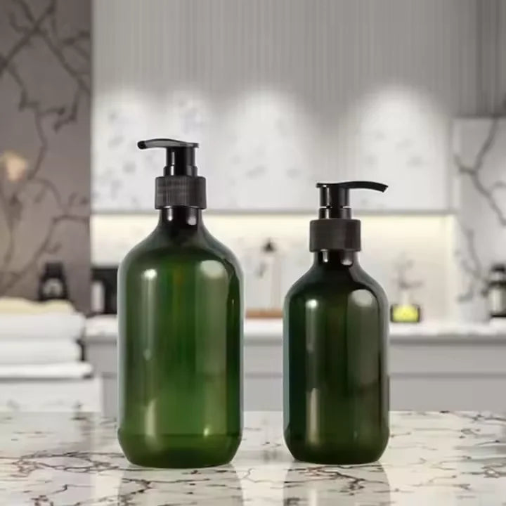 In Stock High-End 500ml PET Plastic Pump Bottle for Lotion Milk Shower Gel Screen Printing Surface for Hotel Shampoo