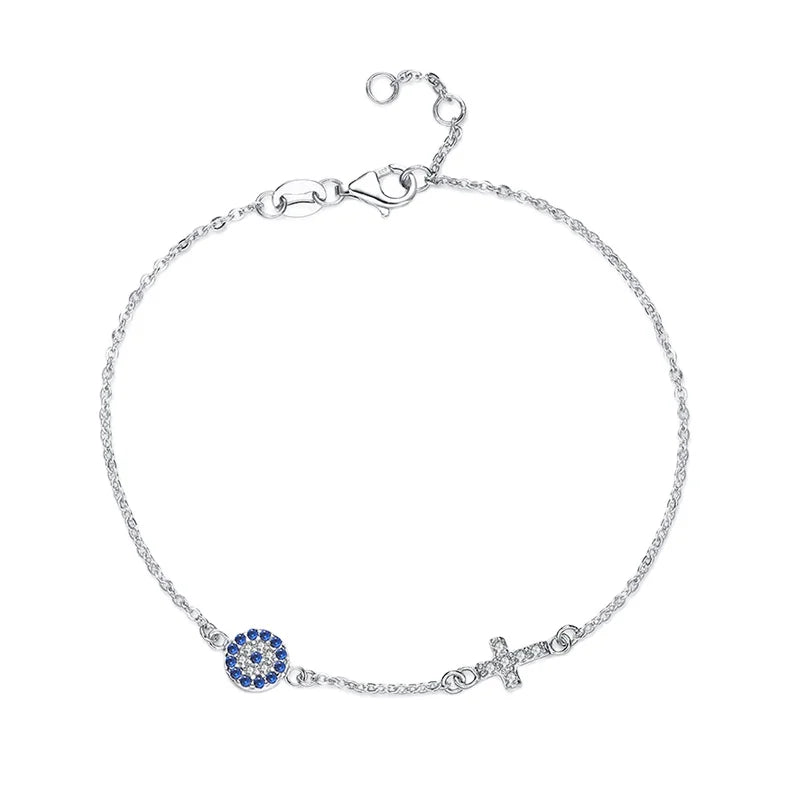 Sterling Silver Ankle Bracelet Women Cross Anklets Bracelets Lucky Charm Bracelet