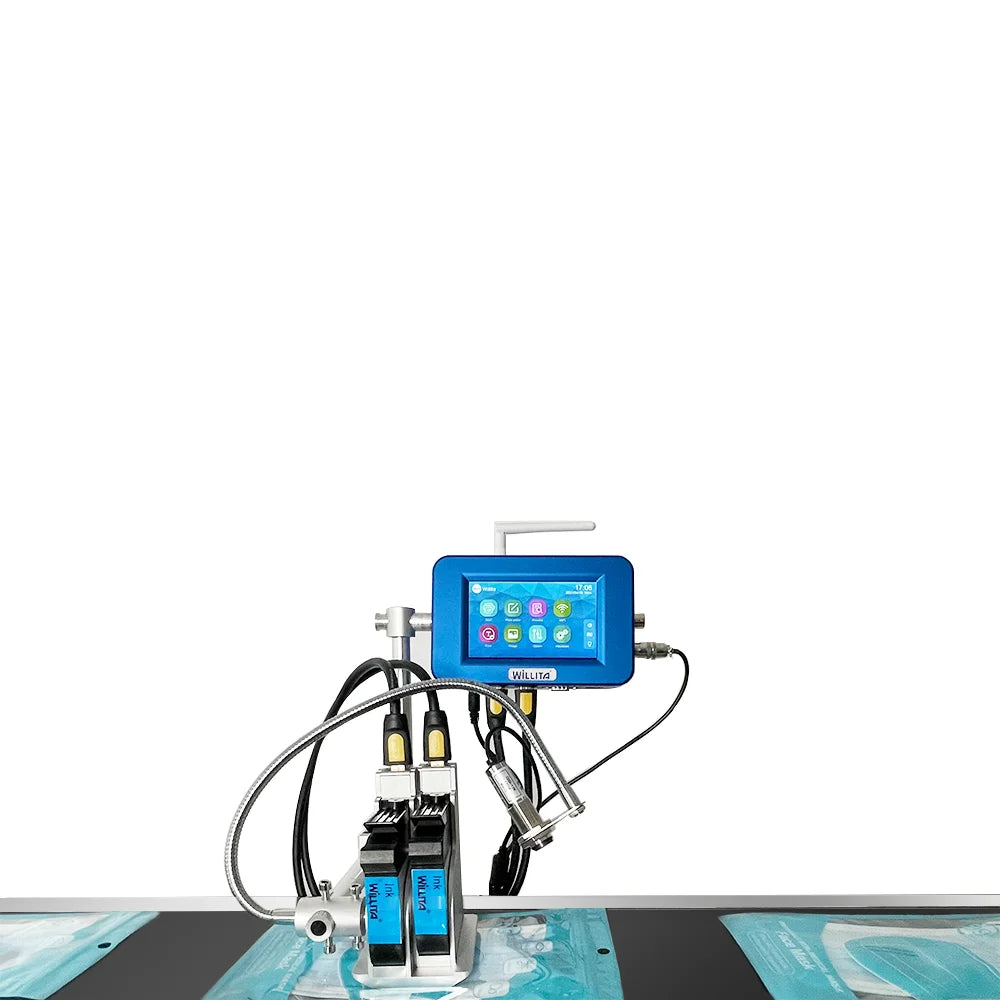 Industrial Automatic 25.4mm 2 Heads Online Tij Inkjet Coding Machine MFG Expiry Date Batch Coder for Carton Bottle Box
