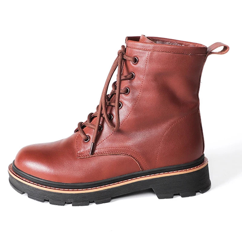 High Quality Comfortable Handmade Genuine Leather Women Durable Lace-Up Design Ankle Fashion Rubber Daily Life Parties
