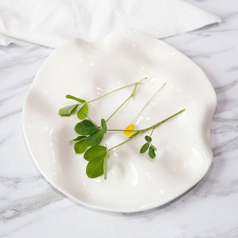 Creative Irregular Shaped Plate Simple Pure Color Lotus Leaf Plate Wholesale