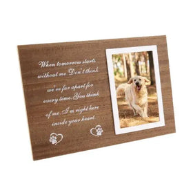 Wooden Pet Photo Frame Pendant Wooden Cat and Dog Commemorative Brown Wooden Photo Frame