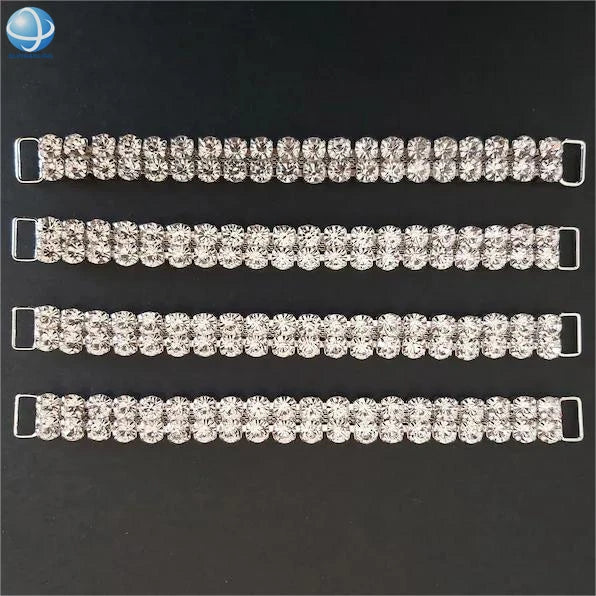 Ready to Ship 157mm Long 2 Rows Large Gem Chains Sparkling Rhinestone Bikini Connectors Silver Crystal