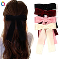 QIYUE Velvet Coated Fabric Hair Ribbon Bow Tie Sweet Girl Winter Fall Hair Accessory