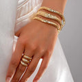 2024 New Arrival Fashion Cheap Wholesale Design Exaggerated Geometric Flap Adjustable Simple Unisex Gold Alloy Vintage Bracelet
