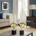Modern Luxury Golden Peacock Ornament with Black Base Gold Metal Home Office Tabletop Decoration for Bedroom Foyer Cabinet