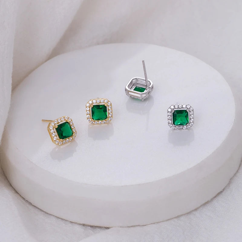 Large square Earrings Silver 925 Stone Wedding Jewelry Earings for Women