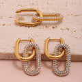 Personalized Hollow Oval Drop Earrings Bling Geometric Full Zircon Pendant Earrings Detachable Gold-plated Earrings
