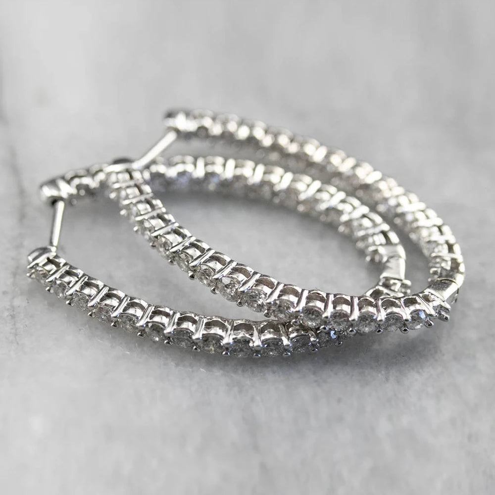 Huitan Fashion 2021 Big Dainty Hoop Earrings for Women New Trendy Rihanna Style Crystal Shiny Diamond Hoop Earrings Women