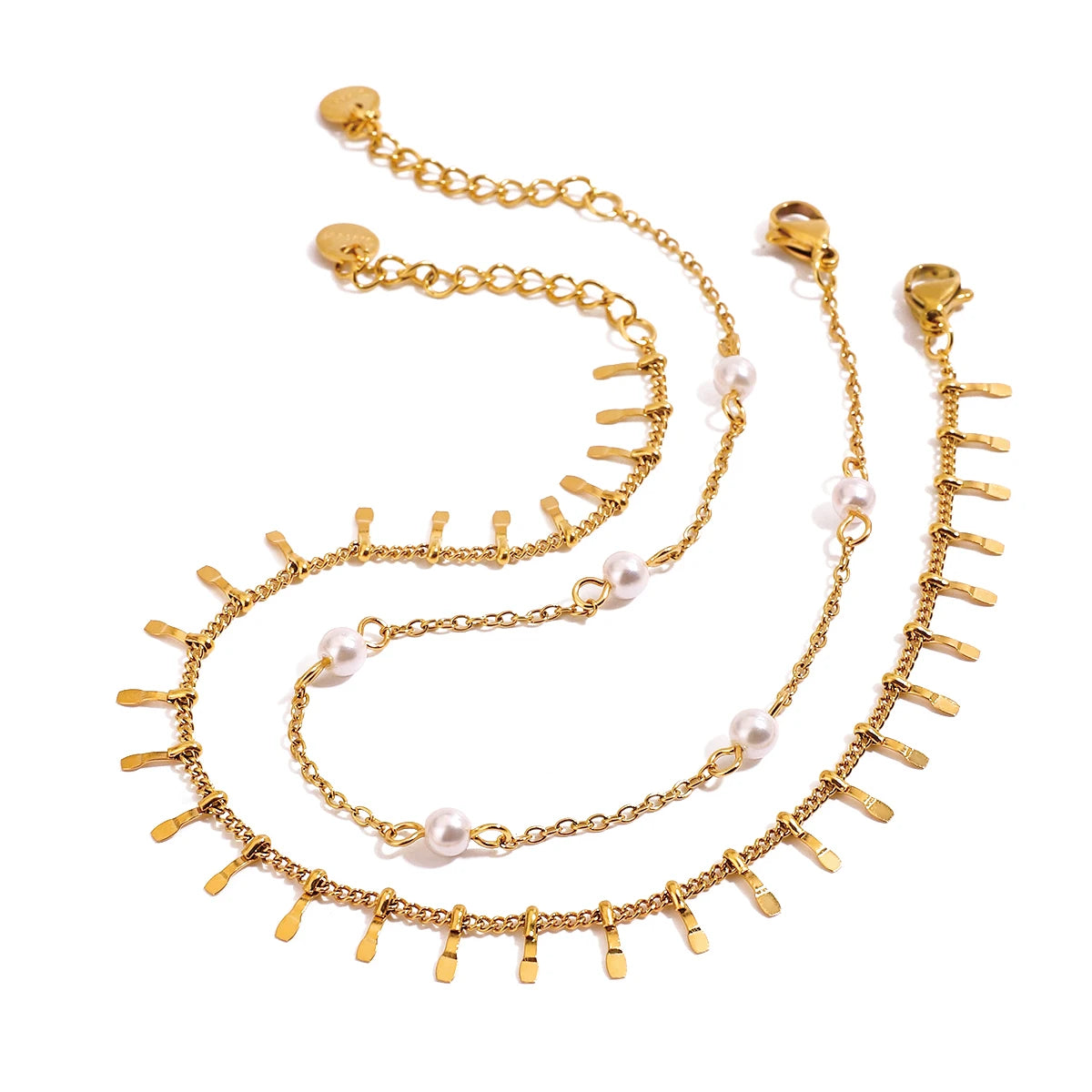 J&D New Arrival Stainless Steel Ocean Jewelry Vacation Style Chain Natural Freshwater Pearl Anklet