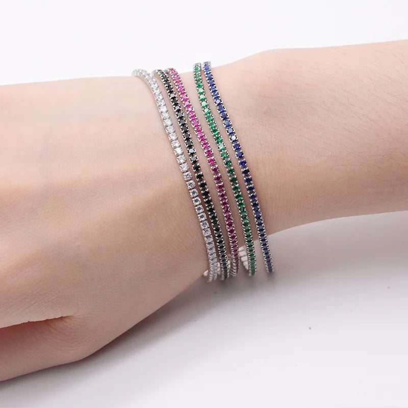 Factory Wholesale Charming 925 Sterling Silver Tennis Bracelet Zircon Women