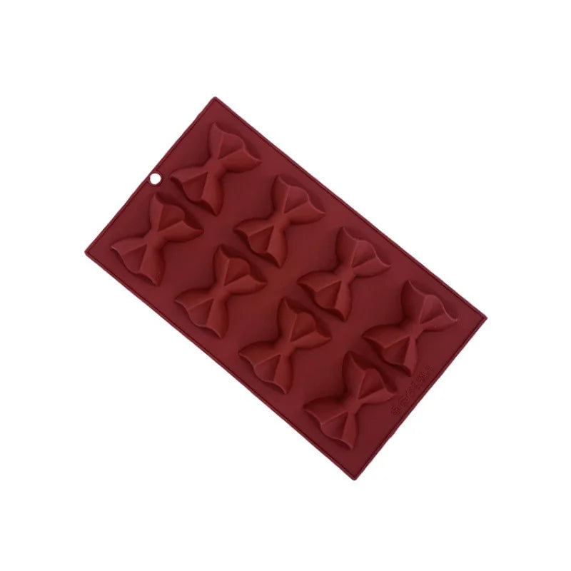 BPA Free Non-stick 8 Cavities Bowknot Shape Ice Cube Trays Silicone Chocolate Cake Fondant Molds