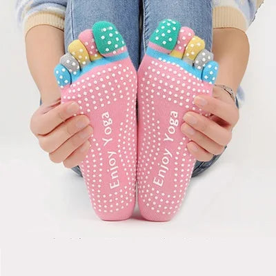 Fashion Color Female Five-toed Yoga Socks Sweat-absorbent Non-slip Socks Fitness Sports Socks Cotton Breathable