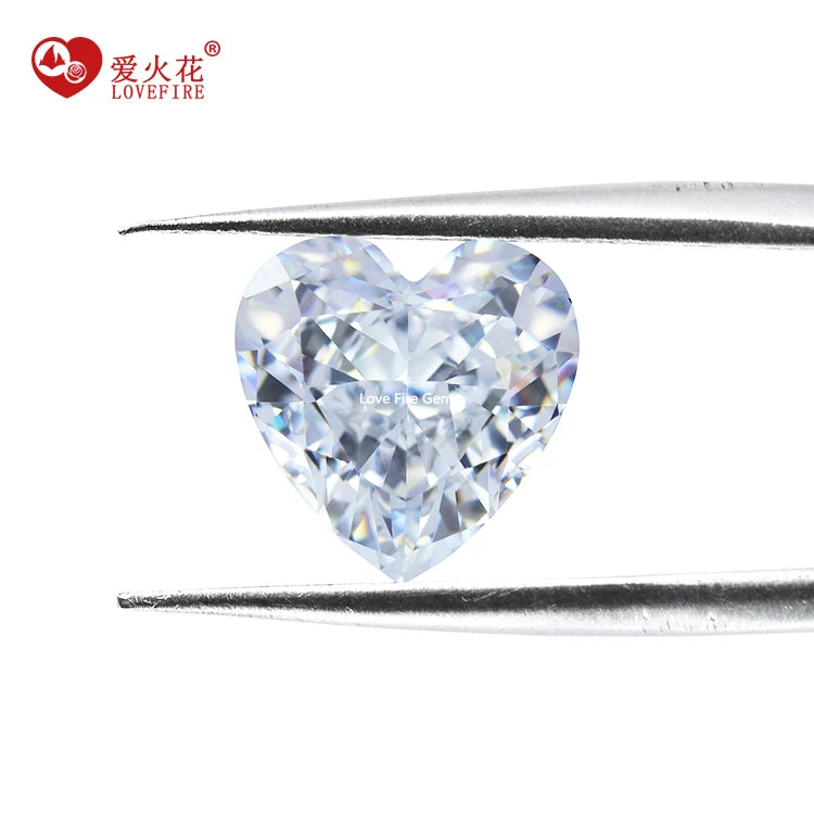 Synthetic Zircon 4k Crushed Ice Cut White Color Heart 5a+ Loose Cubic Zirconia