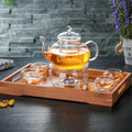 Stovetop Safe Glass Teapot (27OZ/800ML) With 6 Double-Wall Glass Tea CupsTea WarmerRemovable Loose Tea Glass Set